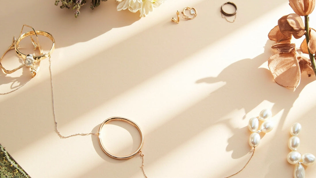 minimalist display of fashion accessories in natural light on a soft neutral background